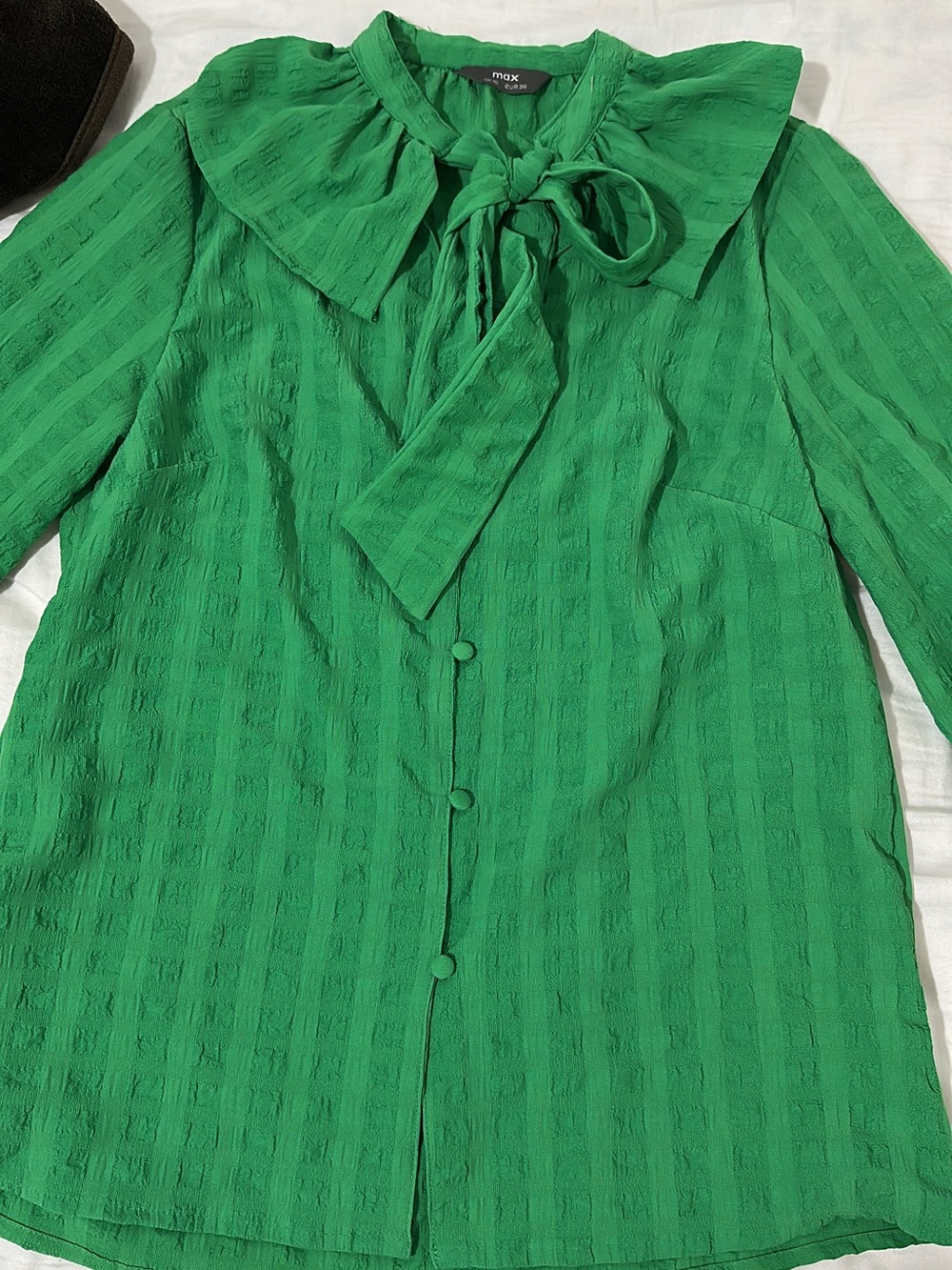 Max Green Tie-Neck Blouse - Women's